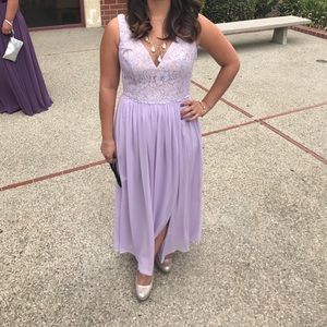 David’s Bridal Illusion V-Neck Lace Mesh Dress